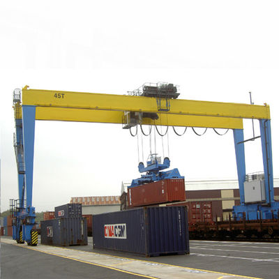Puerto de RTG usando la tonelada de goma 40 Ton Lifting Container Loading de la grúa de pórtico del neumático 10